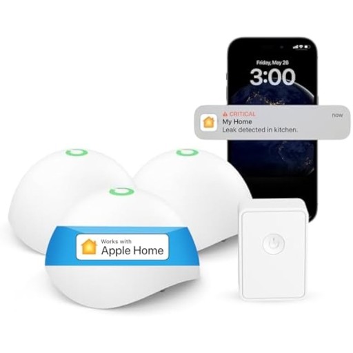مجموعة مستشعر تسرب المياه الذكي من Meross مع وحدة التحكم (متوافقة مع Apple HomeKit وSmartThings) Meross Smart Water Leak Sensor Kit with Hub (Works with Apple HomeKit & SmartThings)