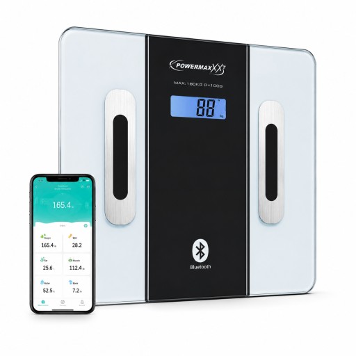 ميزان ذكي لقياس الوزن وتركيب الجسم بتقنية البلوتوث – PowerMaxX PowerMaxX Smart Bluetooth Body Composition Scale