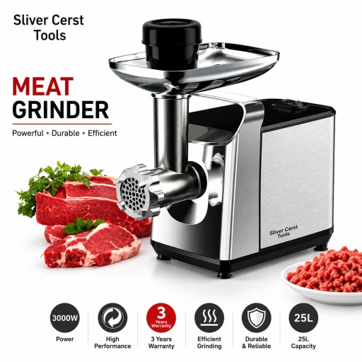 مفرمة لحم كهربائية سيلفر كريست تولز 3000 واط Silver Crest Tools Electric Meat Grinder 3000W