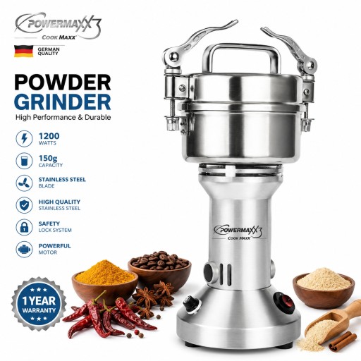 مطحنة توابل وحبوب كهربائية احترافية 1200 واط – PowerMaxx3 RPX103 PowerMaxx3 RPX103 Electric Powder Grinder 1200W