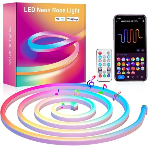 بطول ۳ أمتار RGBIC شريط إضاءة نيون ذكي Digital Color Smart LED Neon Rope Light 3M