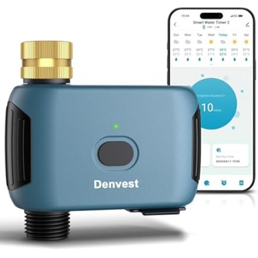 مؤقت مياه ذكي يعمل بتقنية الواي فاي من ميروس لخرطوم الحديقة مع مدخل ومخرج نحاسيين Meross Smart Wi-Fi Water Timer for Garden Hose with Brass Inlet & Outlet (Works with Apple HomeKit, Alexa & Google Assistant)