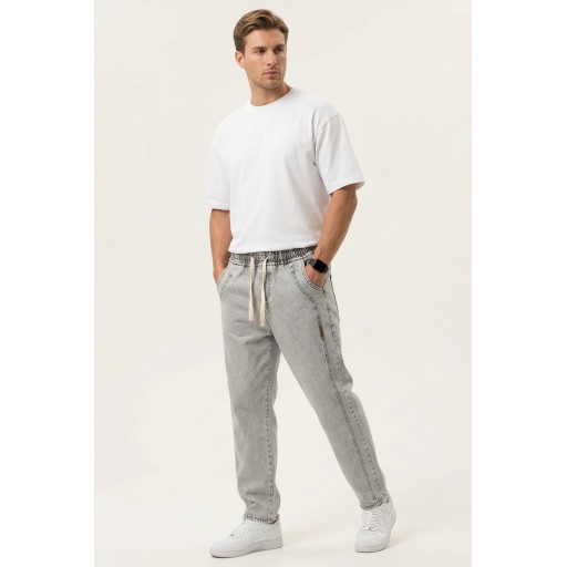 بنطلون جينز رجالي بقصة مريحة Baggy 30076 - لون حجر Men's Relaxed Fit Baggy Jean Pants 30076 - Stone Color