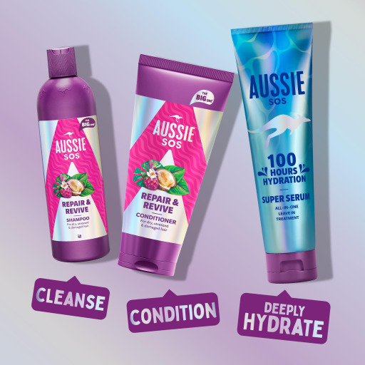 شامبو إصلاح وإحياء Aussie SOS للشعر الجاف والتالف Aussie SOS Repair & Revive Shampoo For Dry & Damaged Hair 300ml