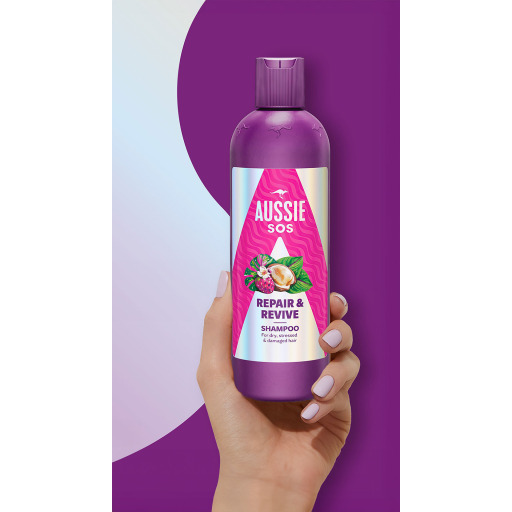 شامبو إصلاح وإحياء Aussie SOS للشعر الجاف والتالف Aussie SOS Repair & Revive Shampoo For Dry & Damaged Hair 300ml