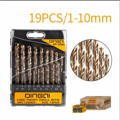 طقم ريش حفر M2 عدد 19 قطعة (1-10 مم) 19PCS M2 Drill Bit Set (1-10mm)