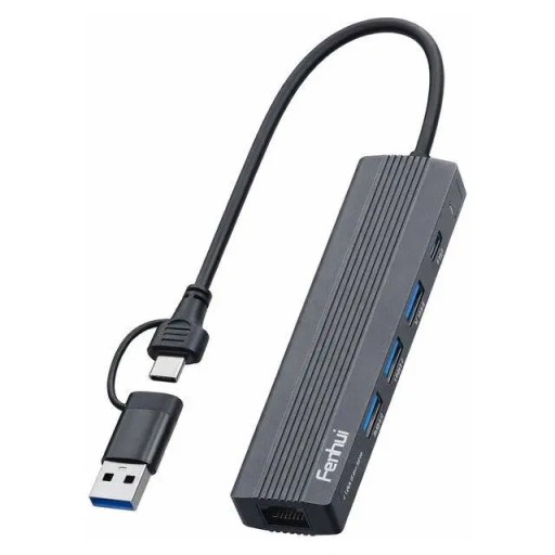 فينهوي Fenhui FH10549 Usb type-c Hub RJ45 + Usb 3 0 3 + Power