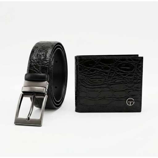 سيت حزام ( دوّار )و محفظة ممغنطة Reversible leather Belt and walet set