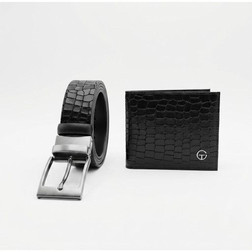 سيت حزام ( دوّار )و محفظة ممغنطة Reversible leather Belt and walet set