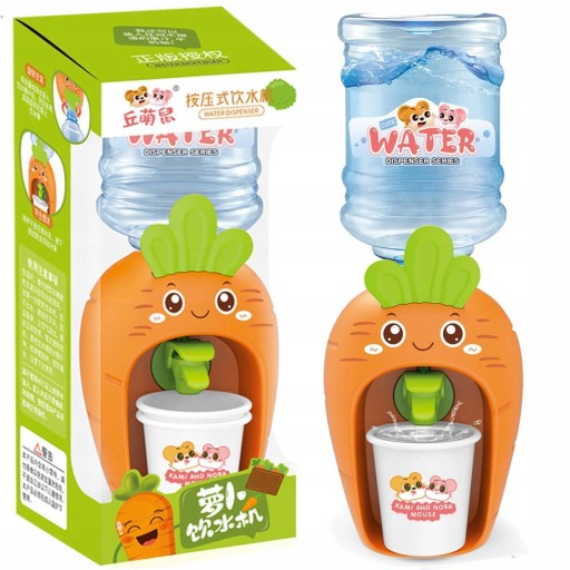 موزع مياه تعليمي وتفاعلي ميني للأطفال بتصميم الجزرة اللطيفة مع كوب صغير Mini Carrot Water Dispenser Toy for Kids - Interactive Press Toy with Mini Cup