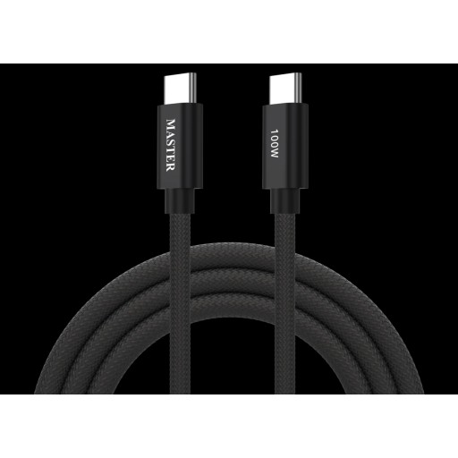 كيبل ماستر مظفر تايب سي الى تايب سي بقدرة شحن 100 واط وطول 1.2 متر Master Braided 100W Cable USB-C to USB-C 1.2M