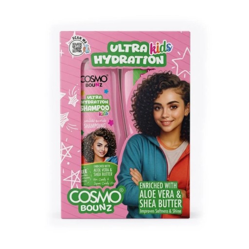 كوزمو باونز كيدز طقم شامبو + بلسم للاطفال للشعر المجعد - 400x2 مل Cosmo Bounce Kids Shampoo + Conditioner Set for Curly Hair - 400ml x 2