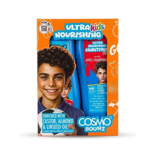مجموعة كوزمو باونز فائقة التغذية للأطفال: شامبو وبلسم (عبوتان × 400 مل) Cosmo Bounz Ultra Nourishing Kids Set Shampoo & Conditioner 2 x 400ml