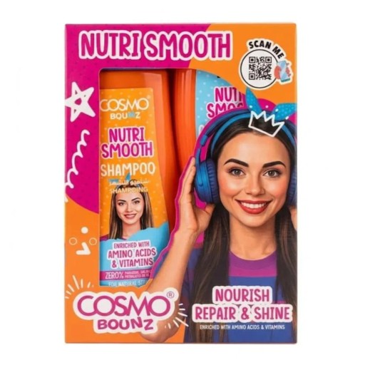 شامبو وبلسم كوزمو باونز نوتري سموث 400 مل Cosmo Bounz Nutri Smooth Shampoo 400ml & Conditioner 400ml