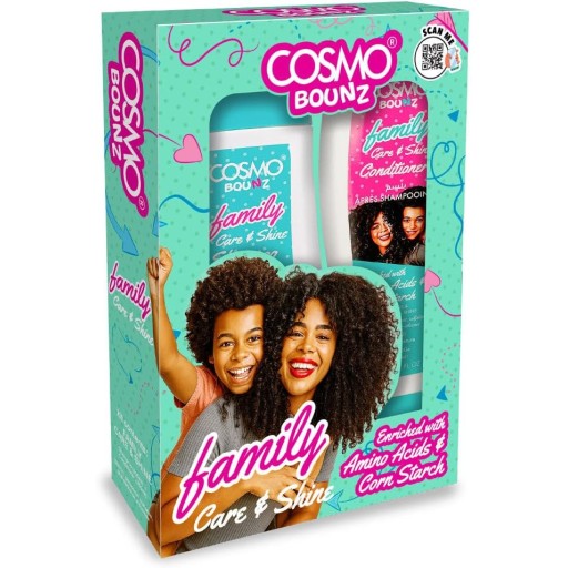 مجموعة كوزمو باونز للعناية واللمعان العائلية، شامبو وبلسم، 2 × 400 مل Cosmo Bounz Family Care & Shine Set Shampoo & Conditioner 2 x 400ml
