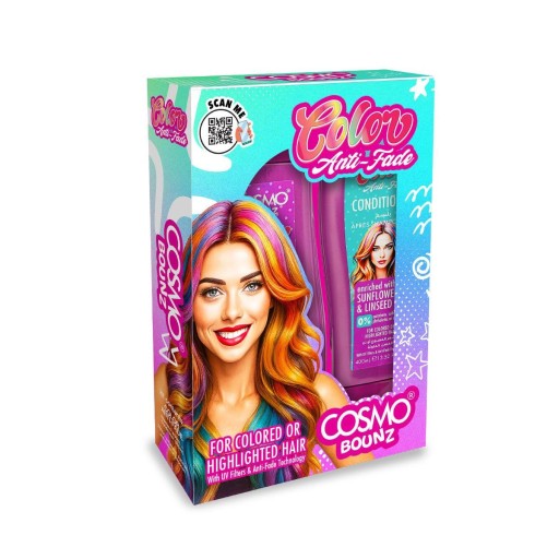 مجموعة كوزمو باونز كولور المضادة للبهتان، شامبو وبلسم، 2 × 400 مل Cosmo Bounz Color Anti-Fade Set Shampoo & Conditioner 2 x 400ml