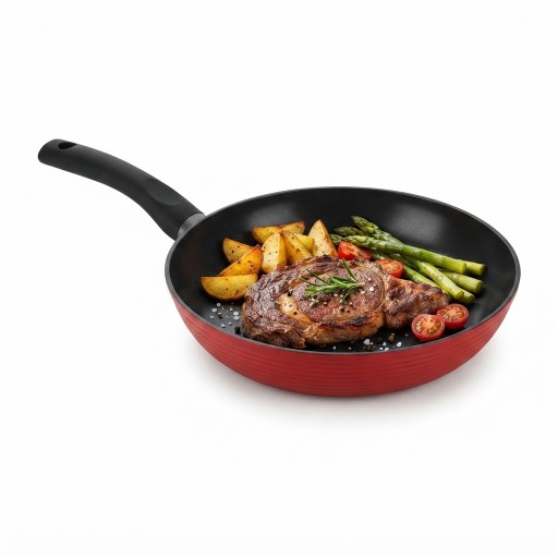 مقلاة Bremen أصلية مانعة للالتصاق مقاس 28 للمطابخ دم الغزال Authentic Bremen Non-Stick Frying Pan (28 cm) – Oxblood Red