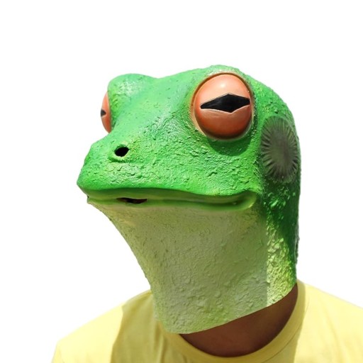 قناع ضفدع لاتكس كامل الرأس واقعي للأطفال والكبار Realistic full-head latex frog mask for kids and adults