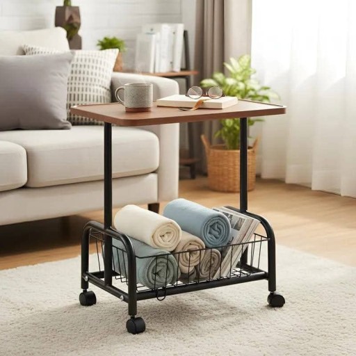 طاولة مع سلة سفلية Table with a basket underneath