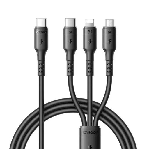 جوي روم Joyroom s-a61 3 5a 3-in-1 type-c To type-c + Ip + Micro Cable