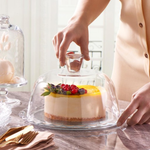 حافظة كيك زجاجية 26 سم من باشابهجة Pasabahce 96874 Glass Cake Container