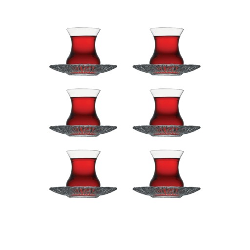 سيت استكان زجاجي 6 قطع من ماركة باشابهجة Pasabahce 95961 Glass Tea Set