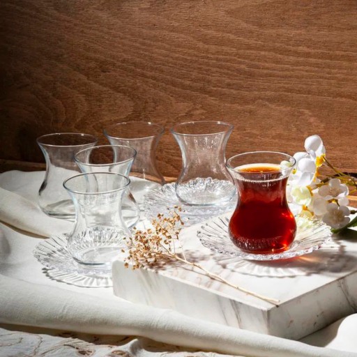 سيت استكان زجاجي 6 قطع من ماركة باشابهجة Pasabahce 95961 Glass Tea Set