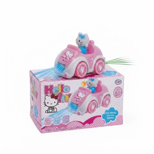 لعبة سكوتر هالو كيتي بإضاءة وموسيقى وحركة تفاعلية للأطفال Hello Kitty scooter toy for kids featuring lights, music, and interactive movement.