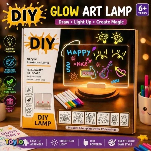 صبورة مصباح الرسم والإضاءة المضيء يدوياً (دي آي واي) DIY Glow Art Lamp / Acrylic board