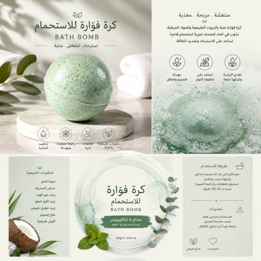 كرة الاسترخاء الفوارة بالنعناع Mint Relax Bath Bomb