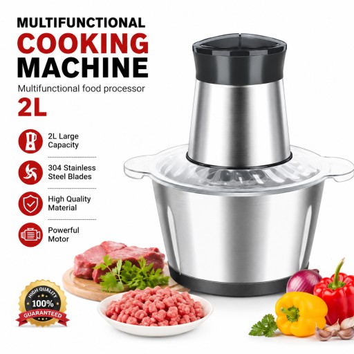 مفرمة طعام كهربائية متعددة الاستخدامات 2 لتر – ستانلس ستيل 2L Multifunctional Electric Food Chopper