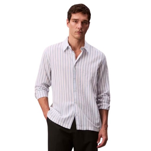 قميص مخطط بقصة مريحة وأزرار Stripe Relaxed Button-Down Shirt