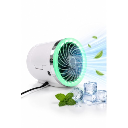 مبرد هواء شخصي مع 3 سرعات وإضاءة LED و3 حزم تبريد USB Personal Air Cooler with 3 Fan Speeds, LED Light & 3 Reusable Ice Packs USB Powered