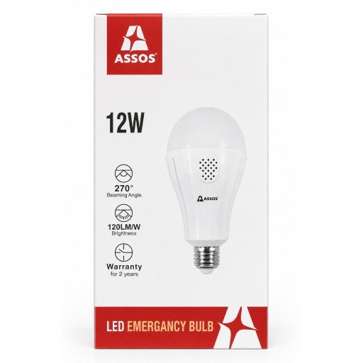 مصباح طوارئ LED بارد أسوس 12 واط ASSOS 12W Cool LED Emergency Bulb