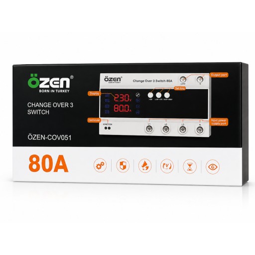 جهاز التحويل والحماية الأوتوماتيكي ثلاثي المصدر أوزن 80 أمبير ÖZEN Change Over 3 Switch 80A