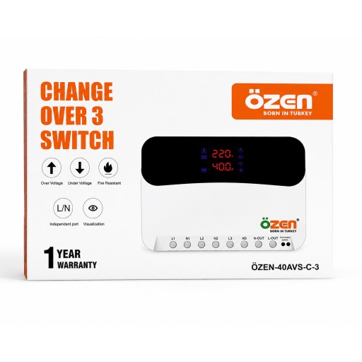 جهاز تحويل وحماية أوزن ثلاثي المداخل 40 أمبير ÖZEN 3-Way Automatic Changeover & Protection Device 40A