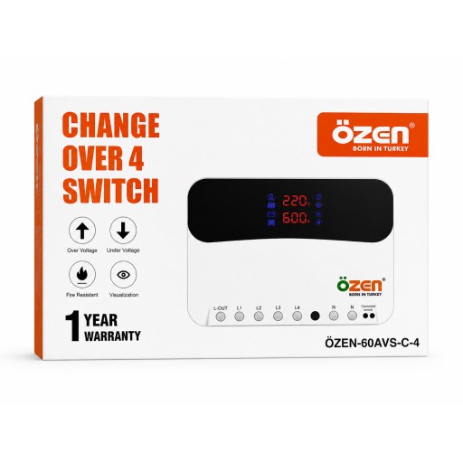 جهاز تحويل وحماية أوزن أوتوماتيكي رباعي  60 أمبير ÖZEN 4-Way Automatic Changeover & Protection Device 60A