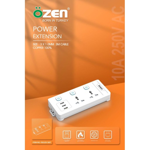 سيّار كهرباء أوزن 3 متر ÖZEN Power Strip 3M Cable