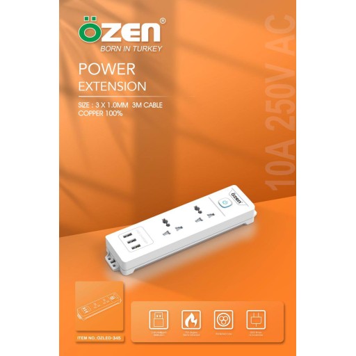 سيّار كهرباء أوزن  3 متر ÖZEN Power Strip 3M Cable