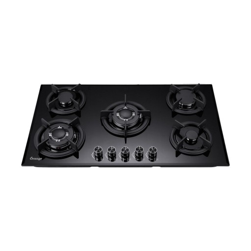 طباخ غازي بلت ان (90 سم) شعلات ووك مزدوجة - زجاج أسود Built-In Gas Hob (90 cm) Double Wok Burners - Black Glass
