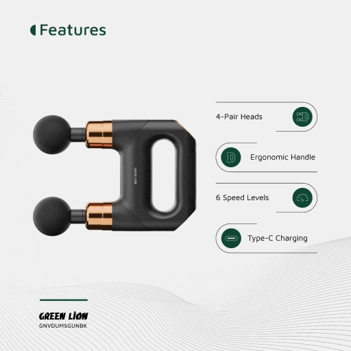 جهاز مساج احترافي برأسان مزدوجان من Green Lion Green Lion Vibe Pro Dual Head Massage Gun