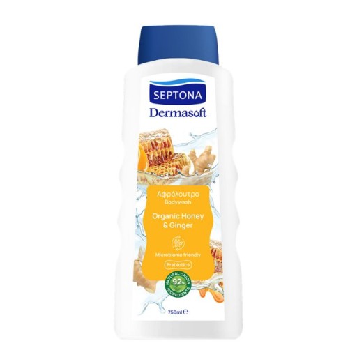 غسول الجسم بالعسل العضوي والزنجبيل 750 مل Septona Dermasoft Organic Honey & Ginger Body Wash 750ml
