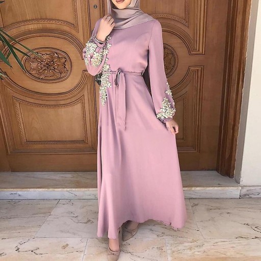 فستان طويل أنيق long hijab dress with embroidery