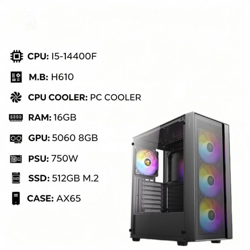 MSI MSI Gaming Pc Build Intel Core i5-14400f Rtx 5060 512GB 16GB