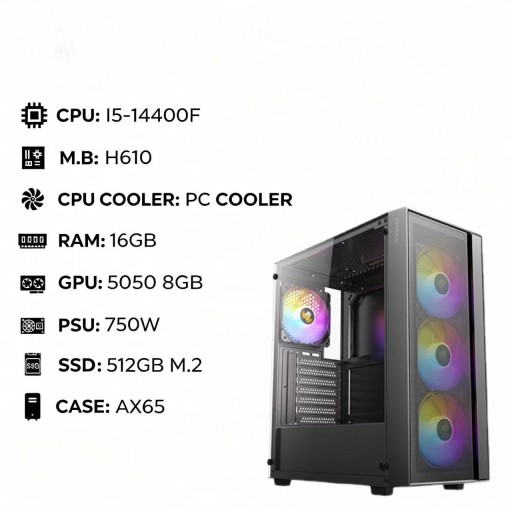 MSI MSI Gaming Pc Build Intel Core i5-14400f Rtx 5050 512GB 16GB