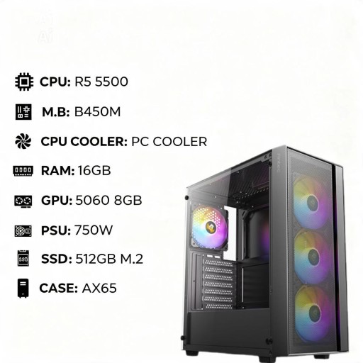 ASUS ASUS Gaming Pc Build Amd Ryzen 5 5500 Rtx 5060 512GB 16GB