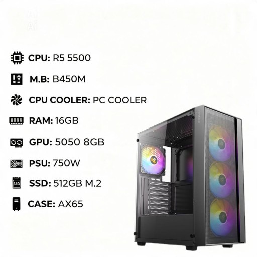 MSI MSI Gaming Pc Build Amd Ryzen 5 5500 Rtx 5050 512GB 16GB