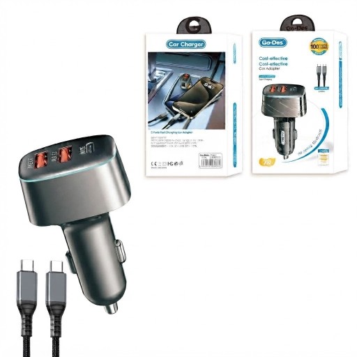 شاحن موبايل ٣ في ١ - ٧٥ واط Car Charger 3 in 1 75W