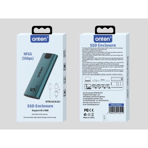 أونتن Onten otn-uca321 M 2 Nvme Sata Ssd Enclosure usbc 5 GBPS
