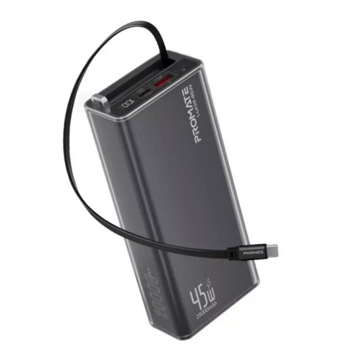 بنك طاقة بروميت بسعة 20000 مللي أمبير مع شحن سريع USB-C PD بقوة 45 واط، Promate 20000mAh Power Bank with 45W USB-C PD Fast Charging,